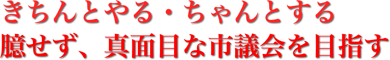 きちんとやる・ちゃんとする 臆せず、真面目な市議会を目指す